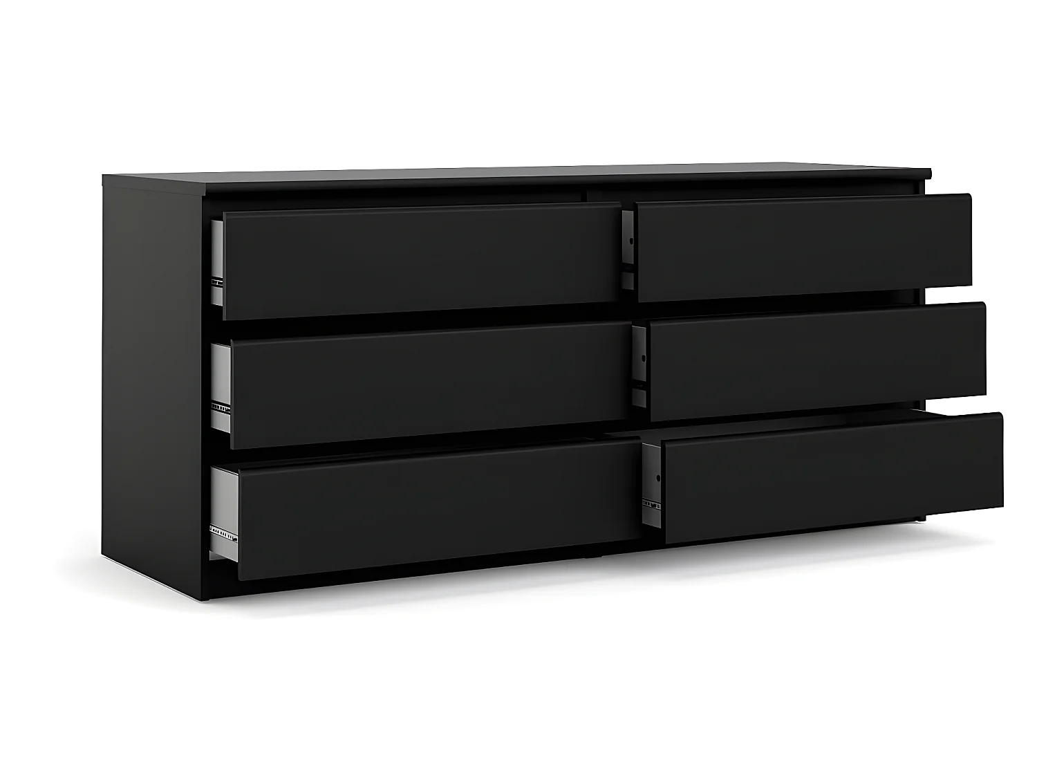 Nada Commode large avec 6 tiroirs, noir mat.