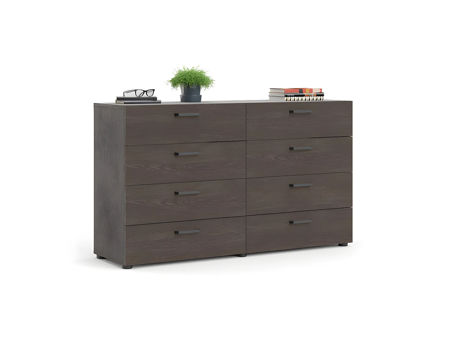 Dallas kommode 8 laden donker gebeitst eiken decor.