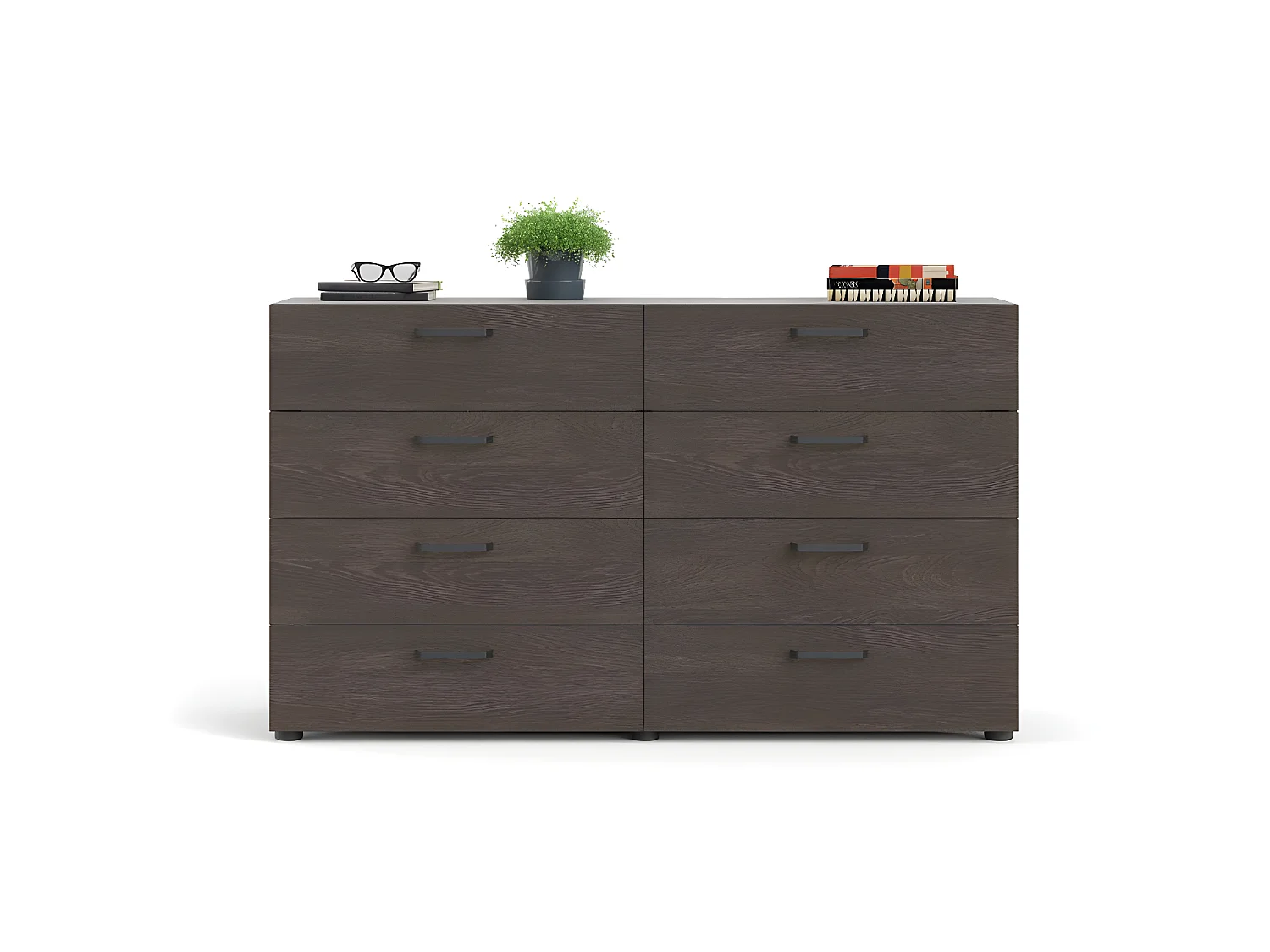 Dallas kommode 8 laden donker gebeitst eiken decor.