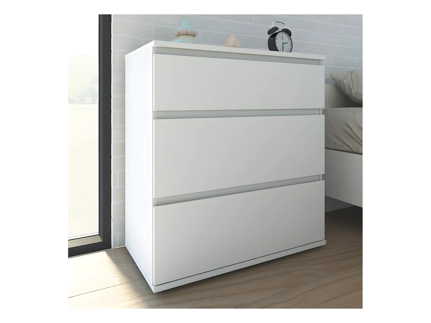 Nora Kommode 3 Schubladen. Weiss.
