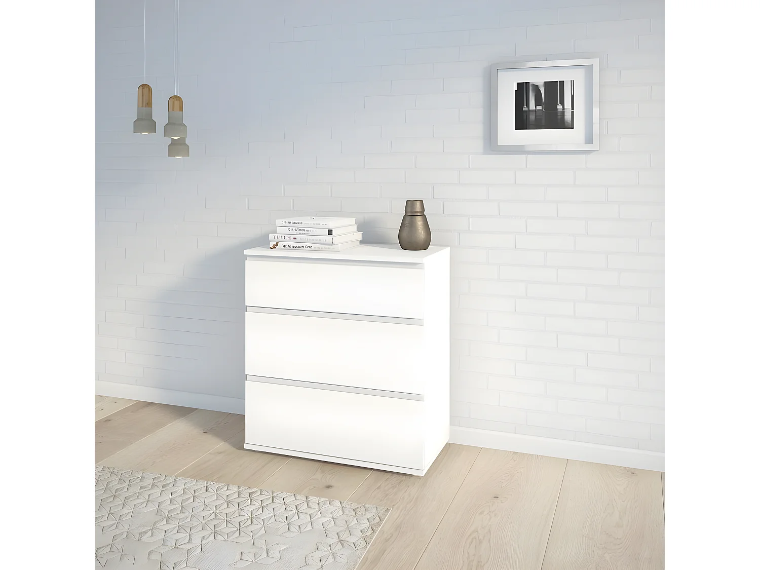 Nora ladekast 3 lades wit.