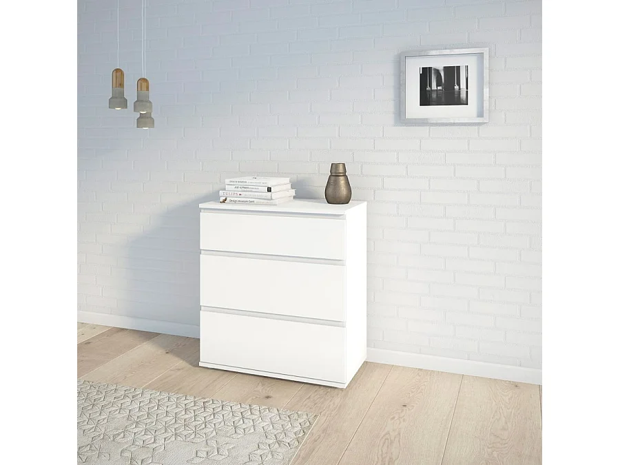 Nora Kommode 3 Schubladen. Weiss.