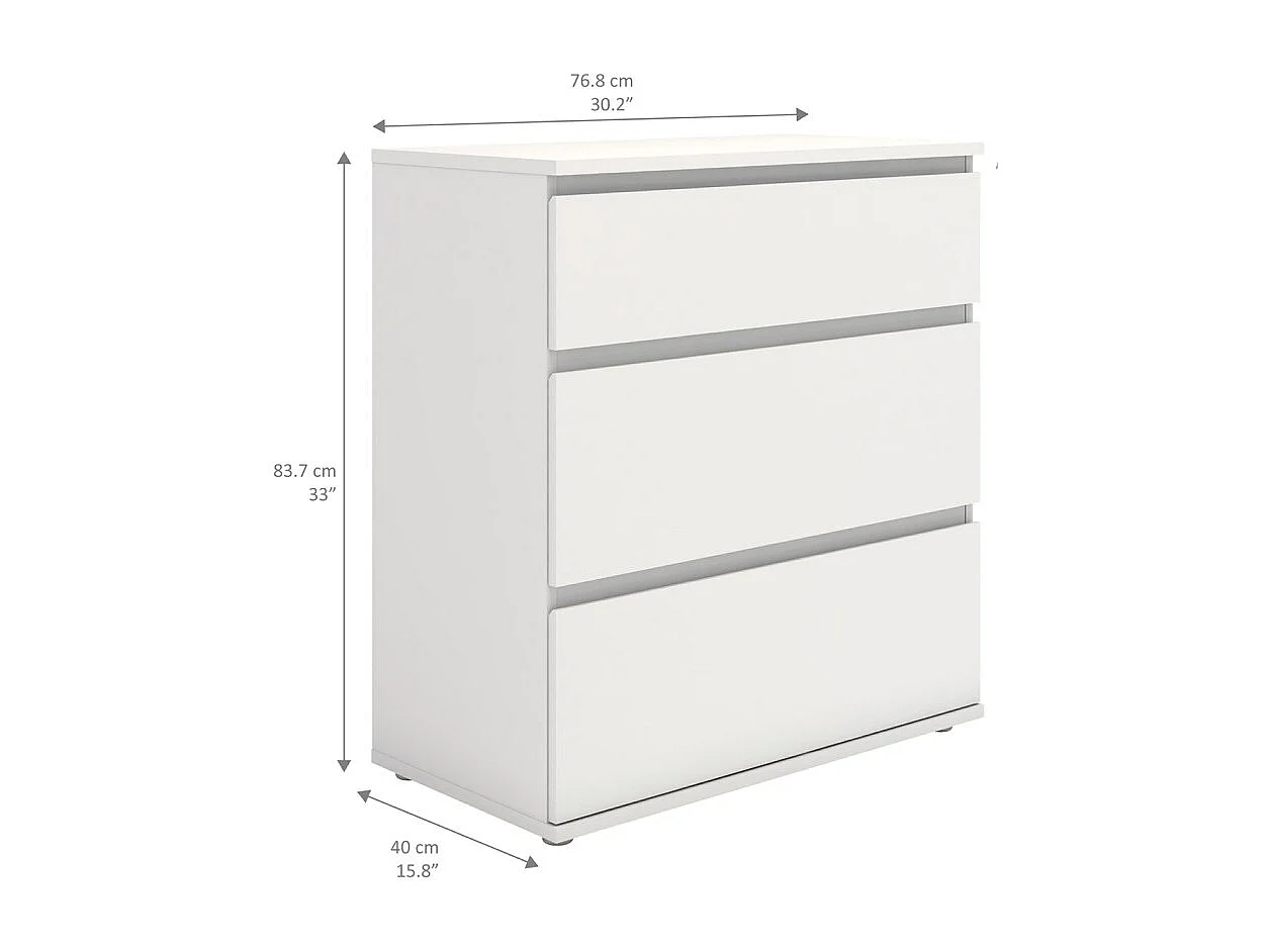 Nora Kommode 3 Schubladen. Weiss.