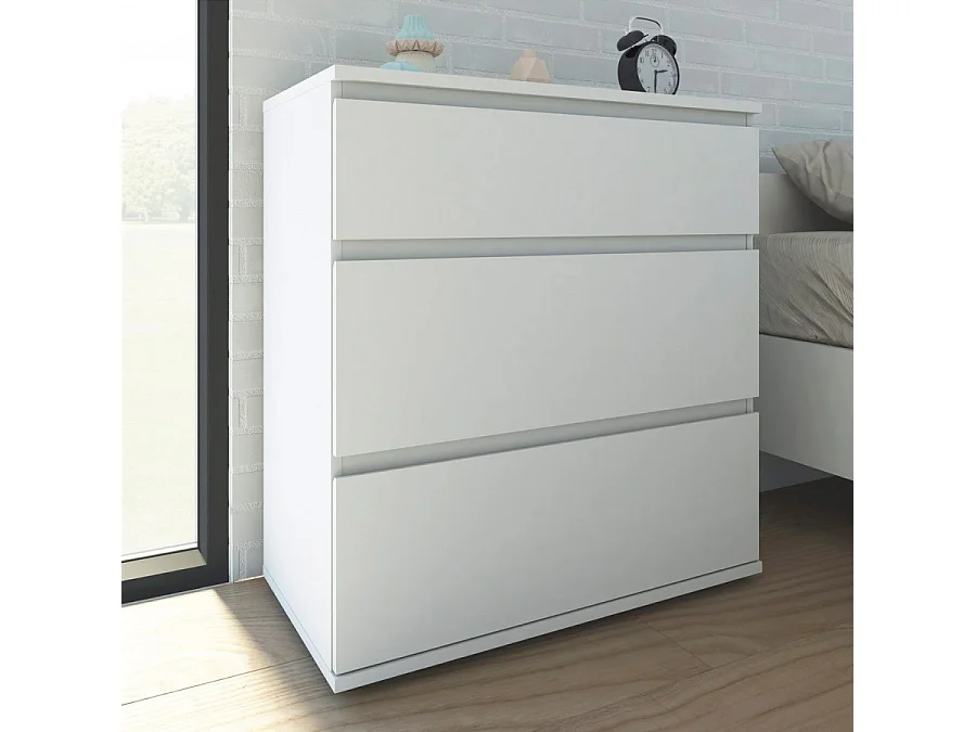 Nora Kommode 3 Schubladen. Weiss.