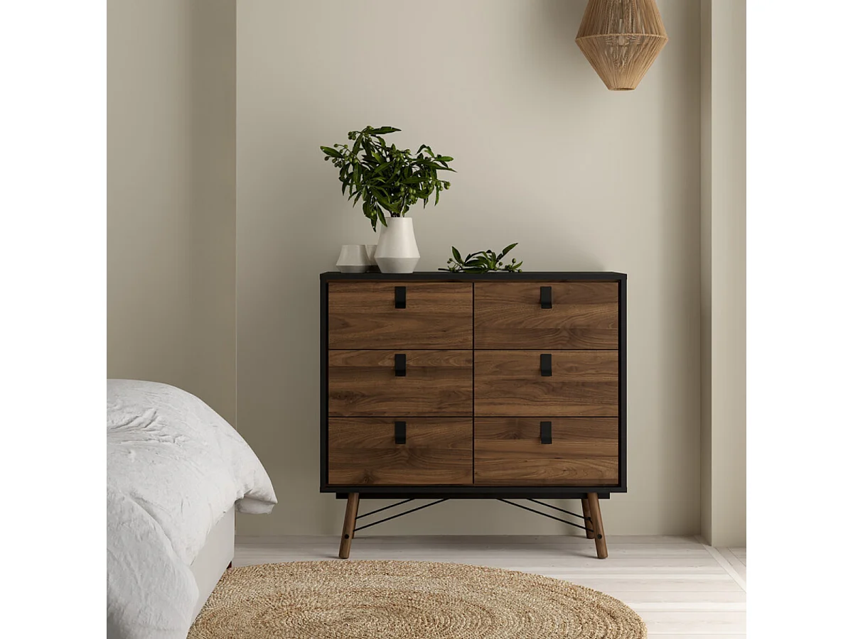 Commode double 6 tiroirs avec piètement métallique L101,8 cm - JOYCE