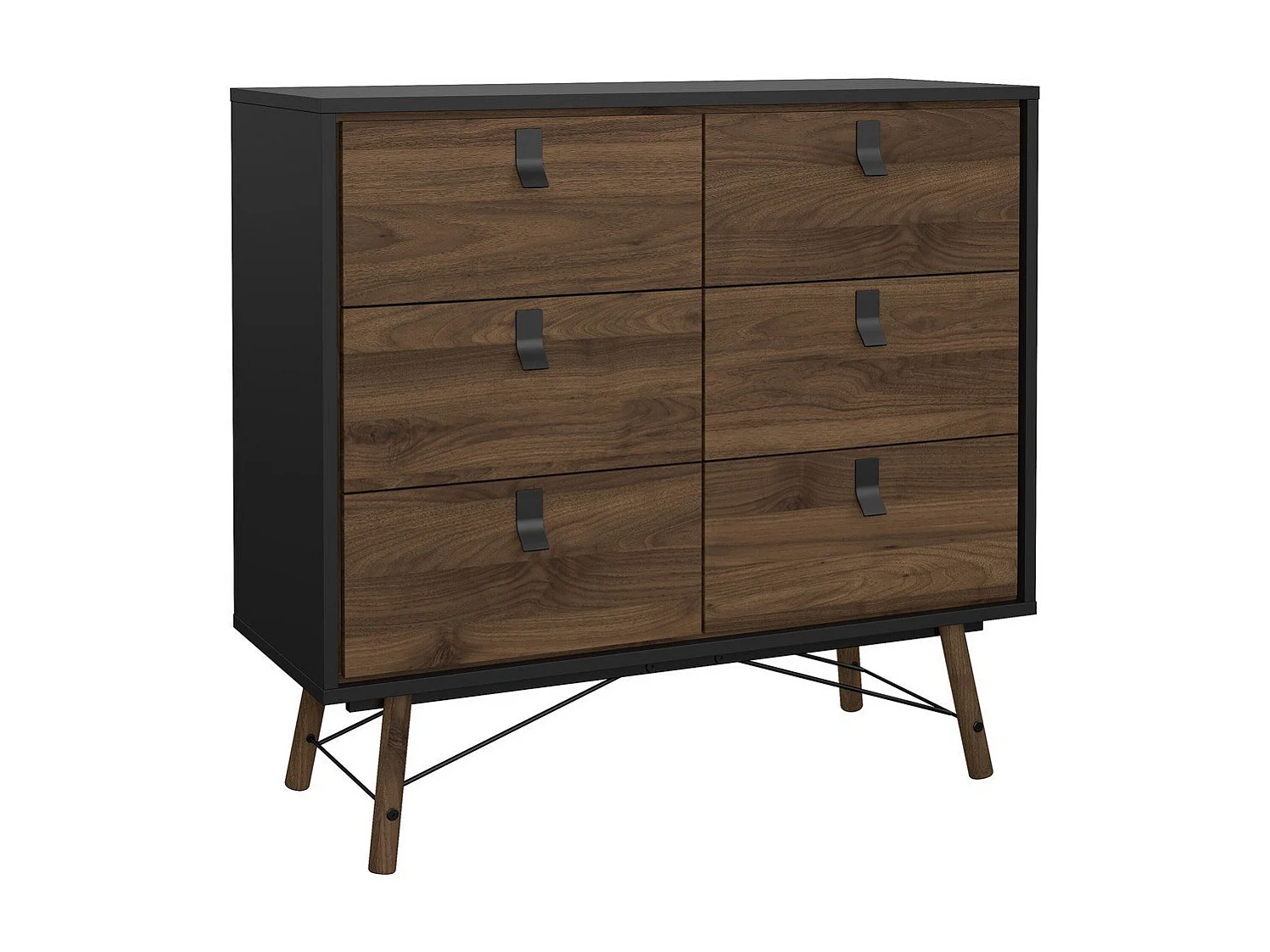 Commode double 6 tiroirs avec piètement métallique L101,8 cm - JOYCE