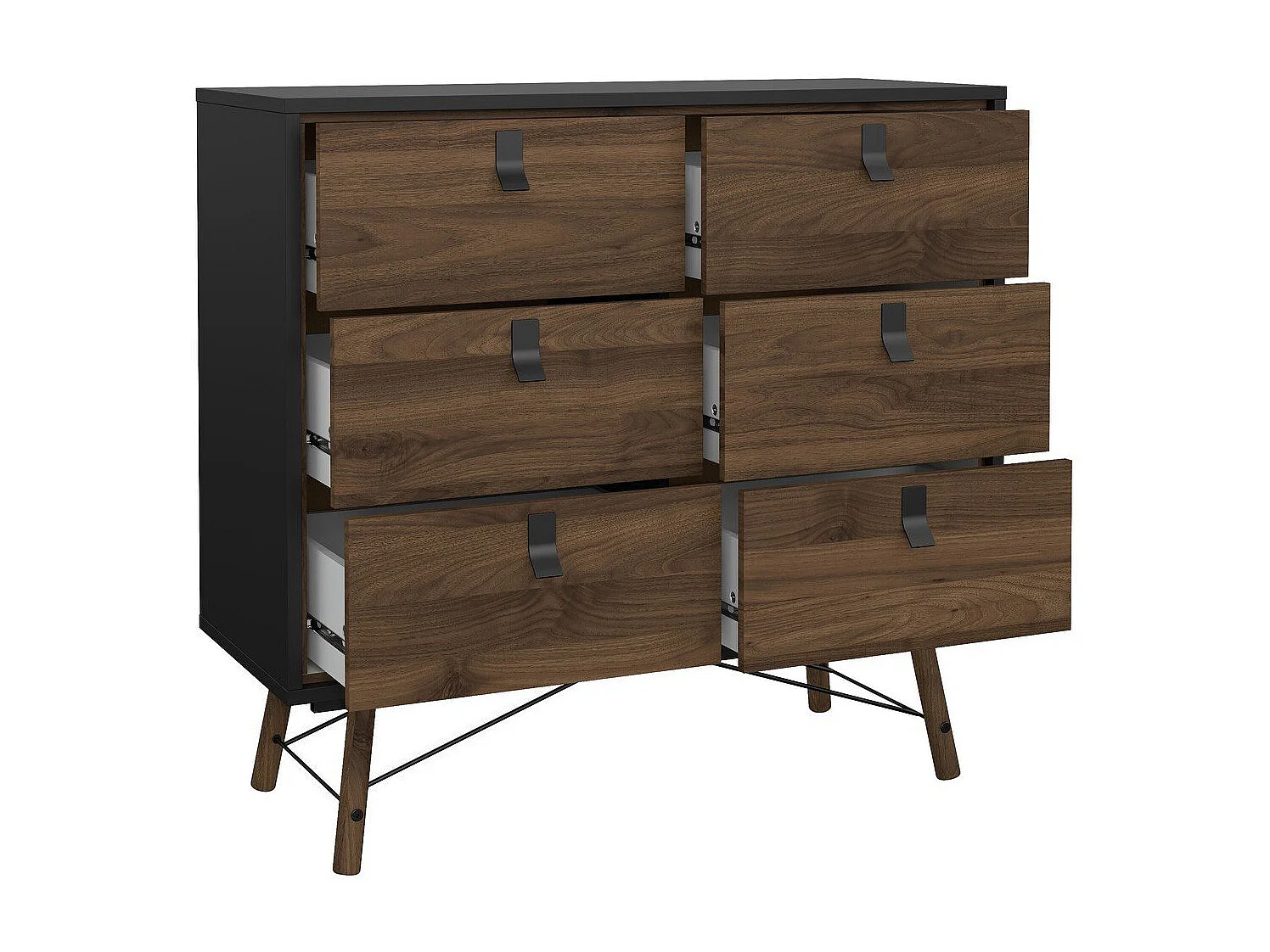 Commode double 6 tiroirs avec piètement métallique L101,8 cm - JOYCE