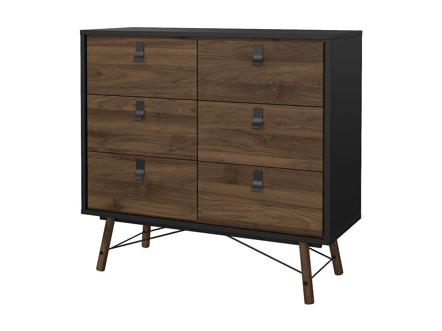 Commode double 6 tiroirs avec piètement métallique L101,8 cm - JOYCE