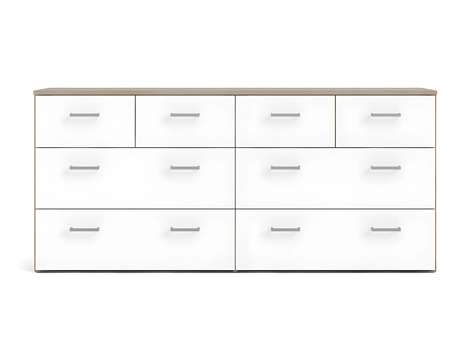 Spell Ladekast breed 4 kleine en 4 grote laden eiken decor, wit.