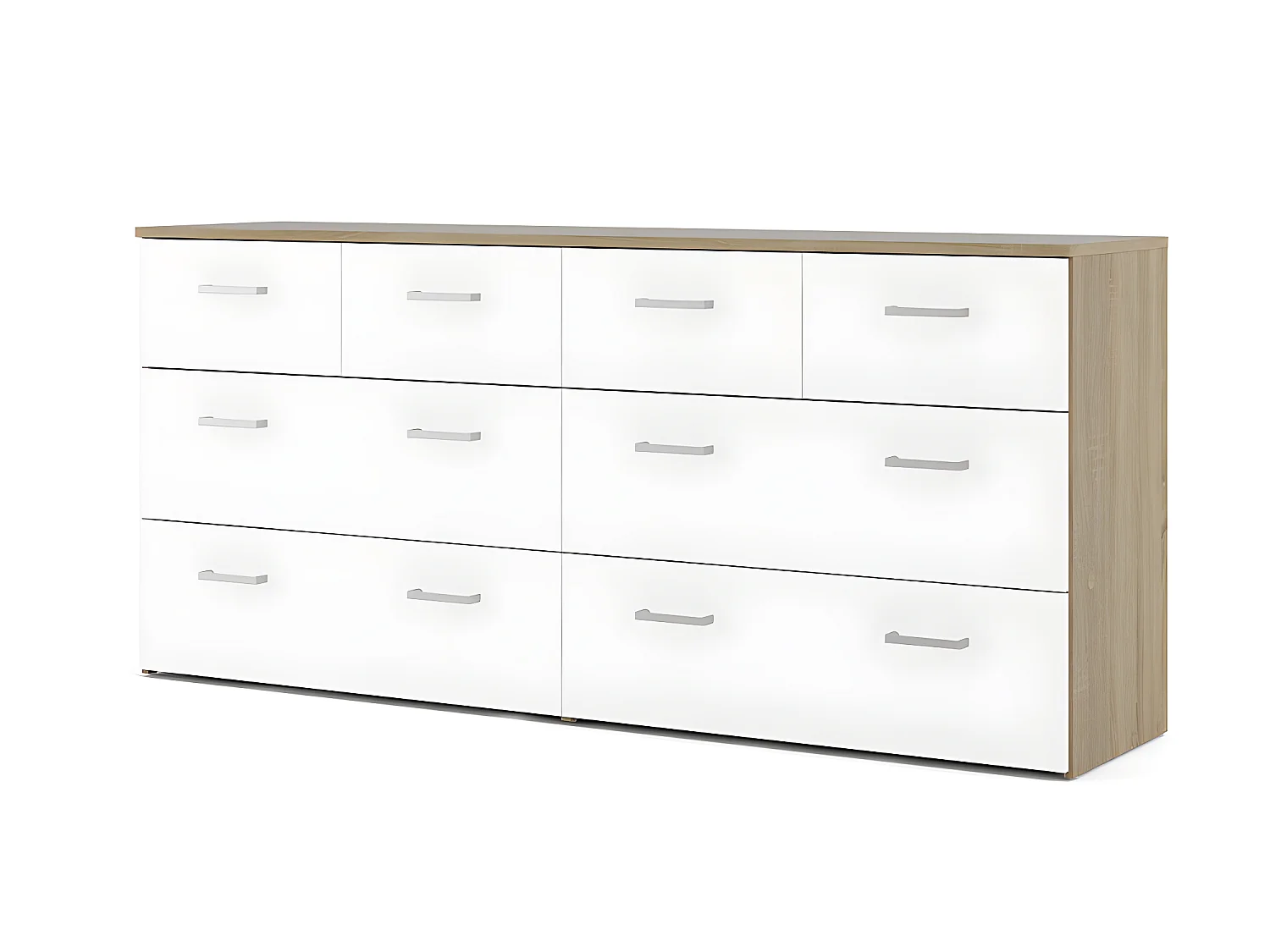 Spell Ladekast breed 4 kleine en 4 grote laden eiken decor, wit.