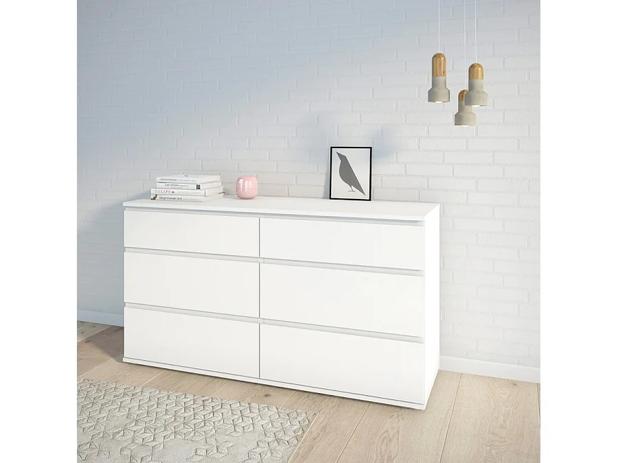 Nora Commode 6 tiroirs, blanc.