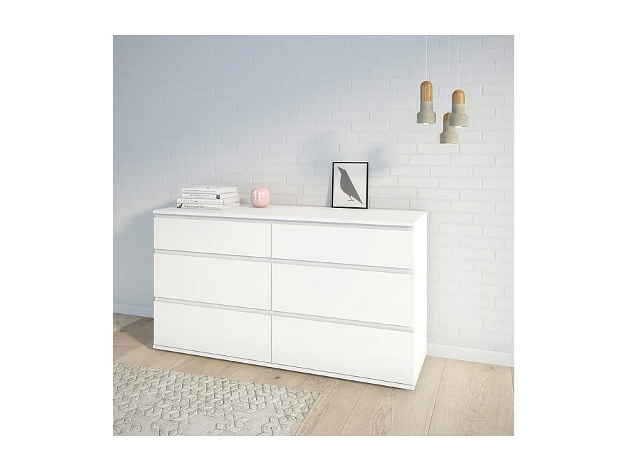 Nora kommode 6 lades wit.