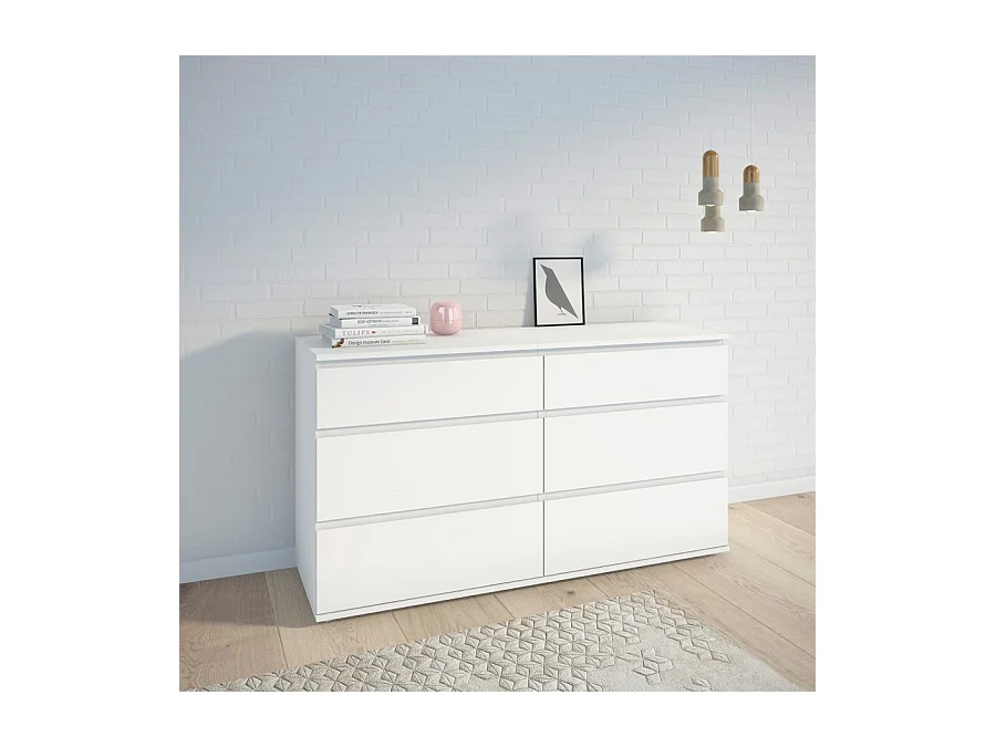 Nora kommode 6 lades wit.