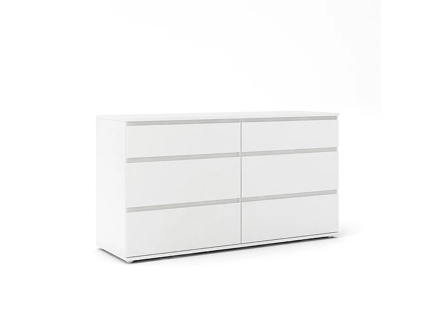 Nora Commode 6 tiroirs, blanc.
