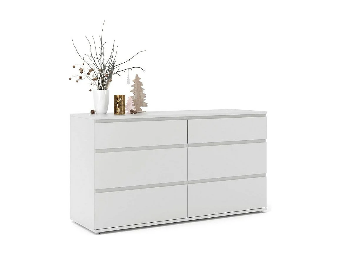 Nora Commode 6 tiroirs, blanc.