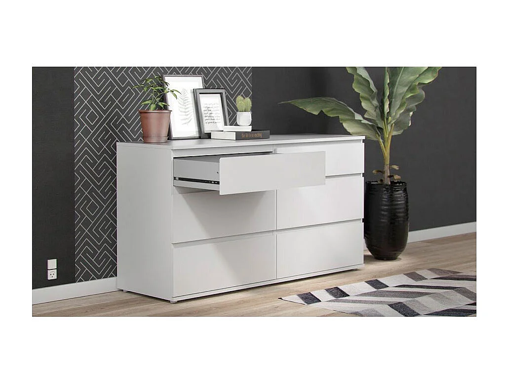 Nora Commode 6 tiroirs, blanc.