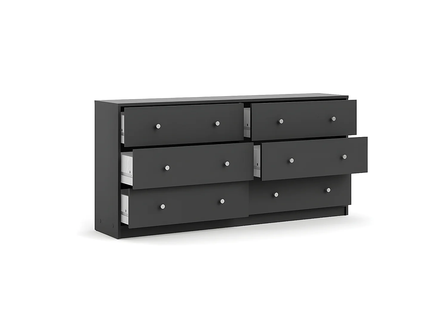 Maria Commode large avec 6 tiroirs, gris.