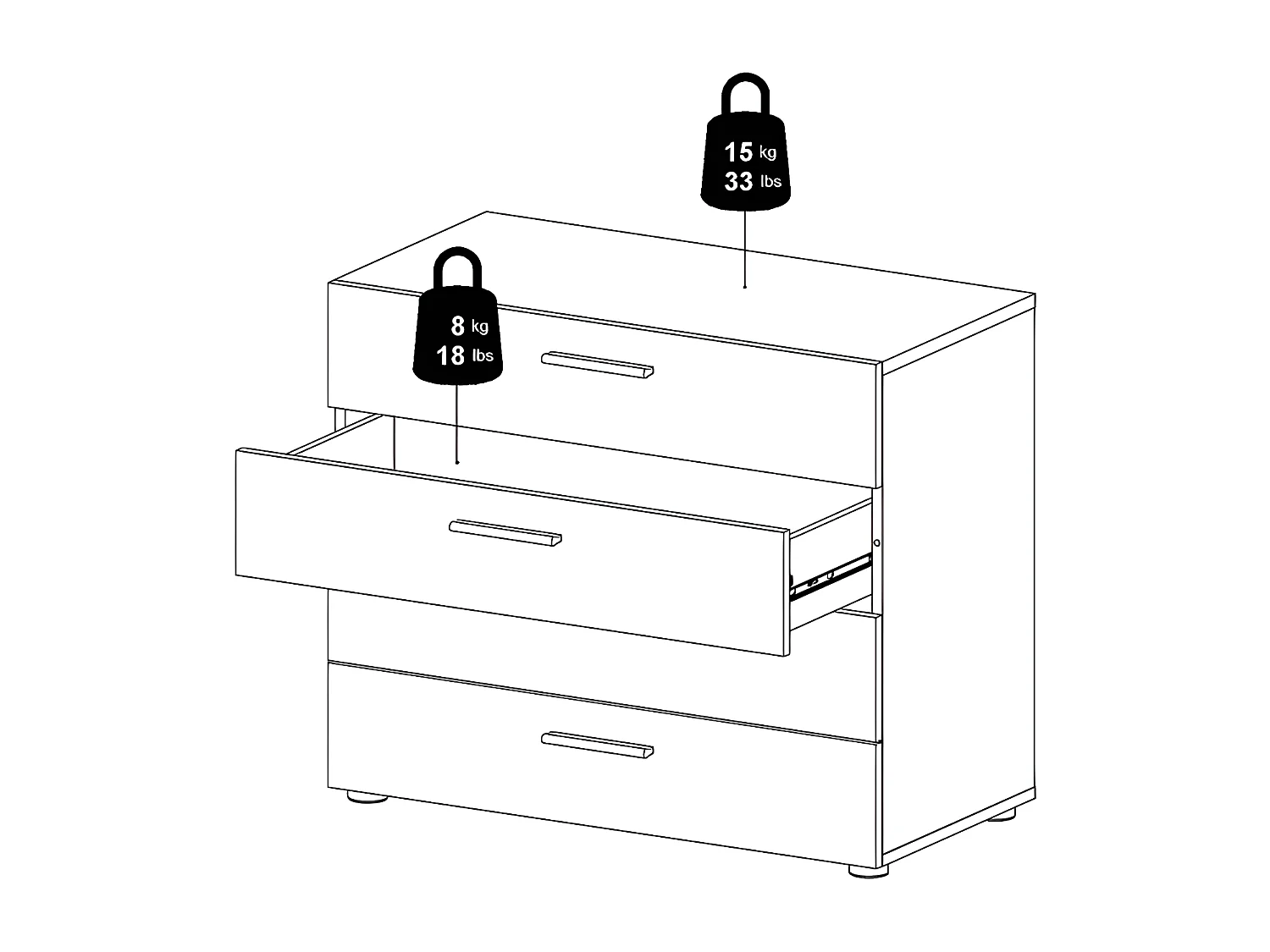 Petra Kommode mit 4 Schubladen, eiche dekor.