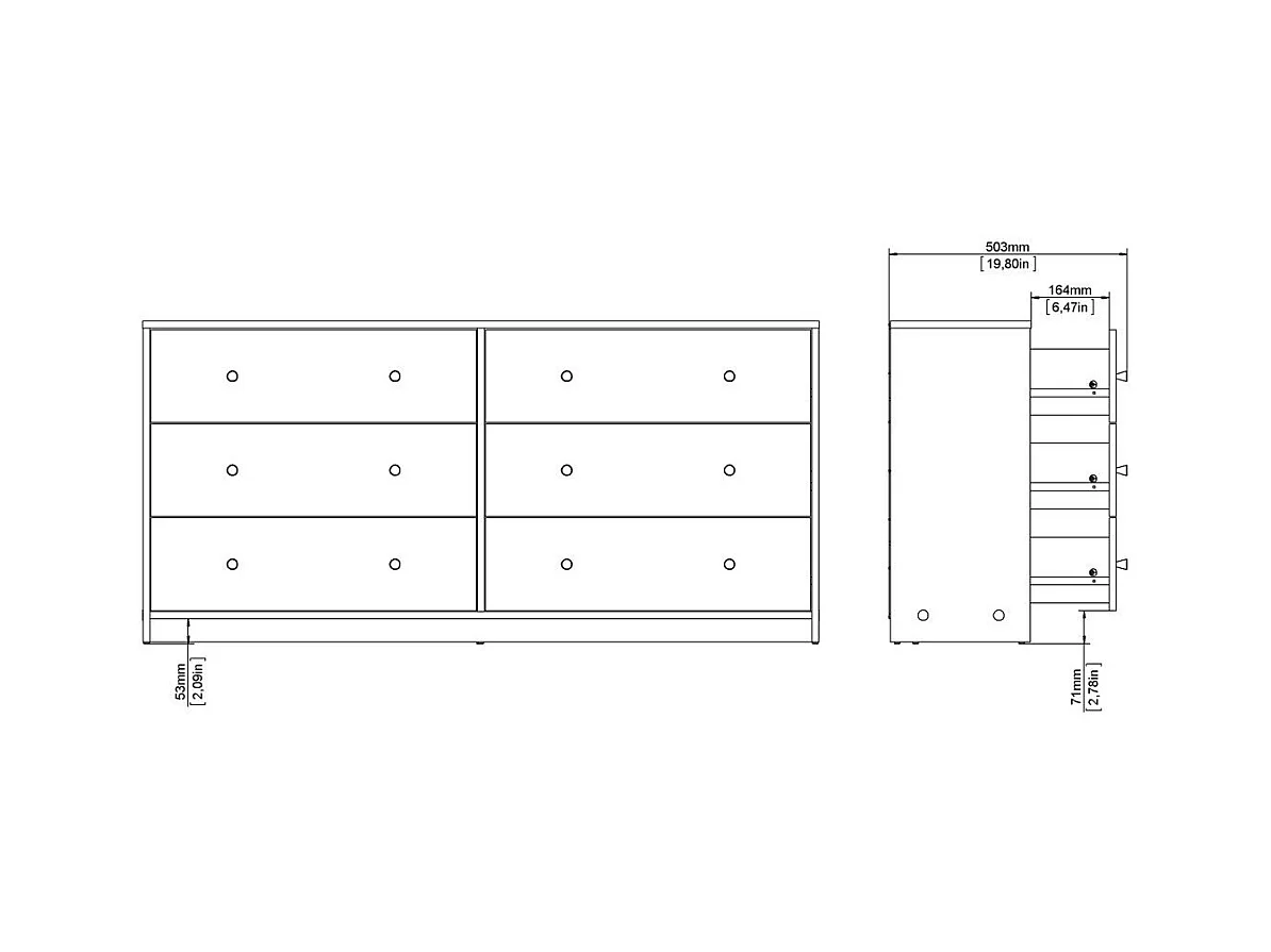 Commode 6 tiroirs L143cm - LISE