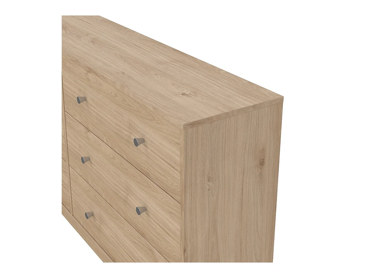 Maria kommode breed met 6 lades, licht notenhout.