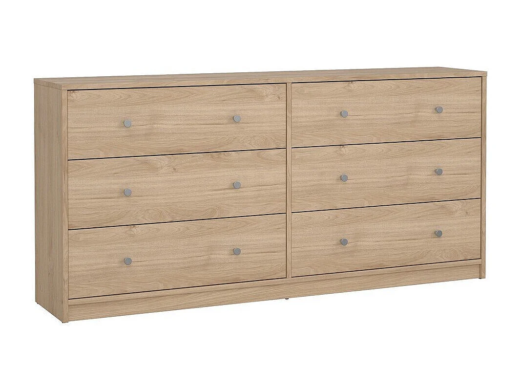 Maria kommode breed met 6 lades, licht notenhout.
