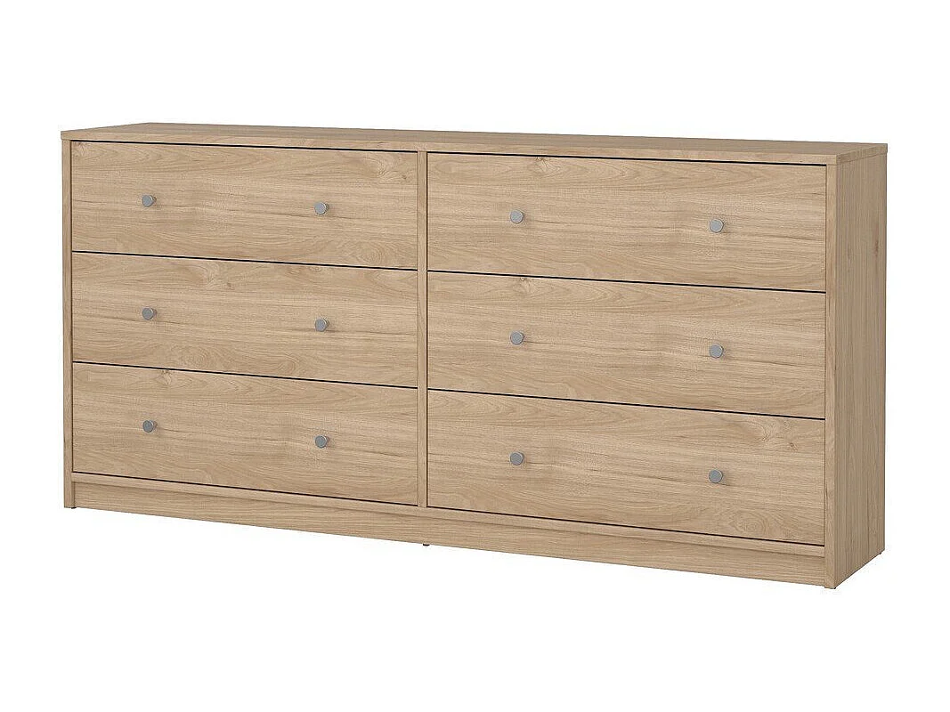 Maria kommode breed met 6 lades, licht notenhout.