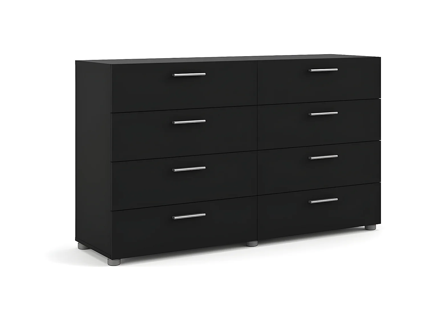 Petra Commode large avec 8 tiroirs, noir mat.