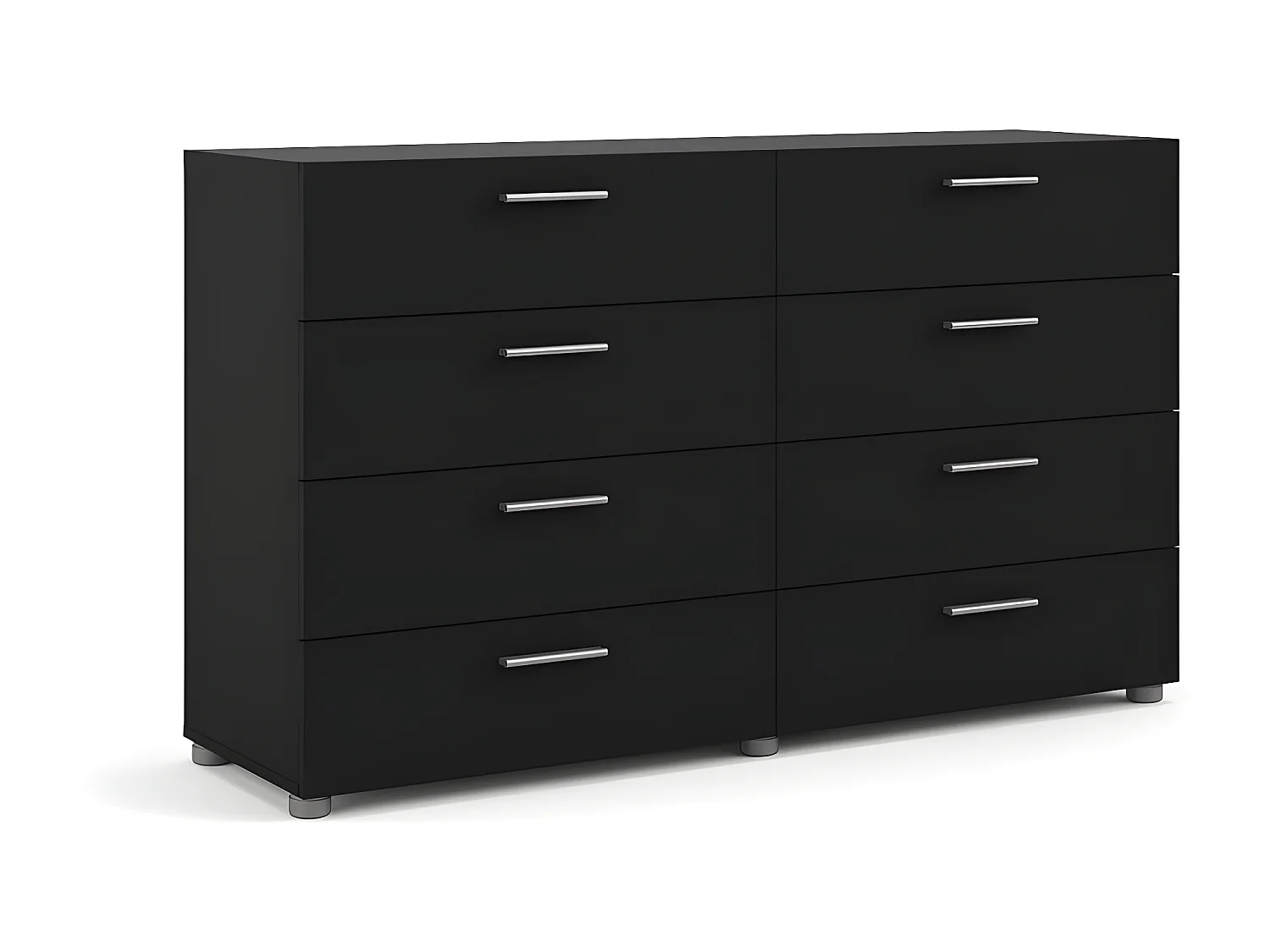 Petra Commode large avec 8 tiroirs, noir mat.