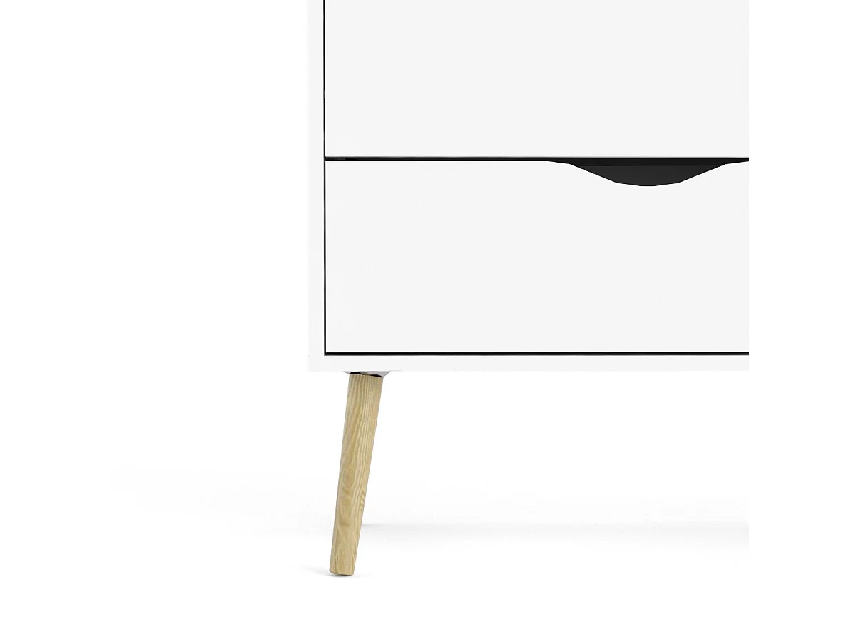 Commode 5 tiroirs blanc et décor chêne L98,7 cm - BILLUND