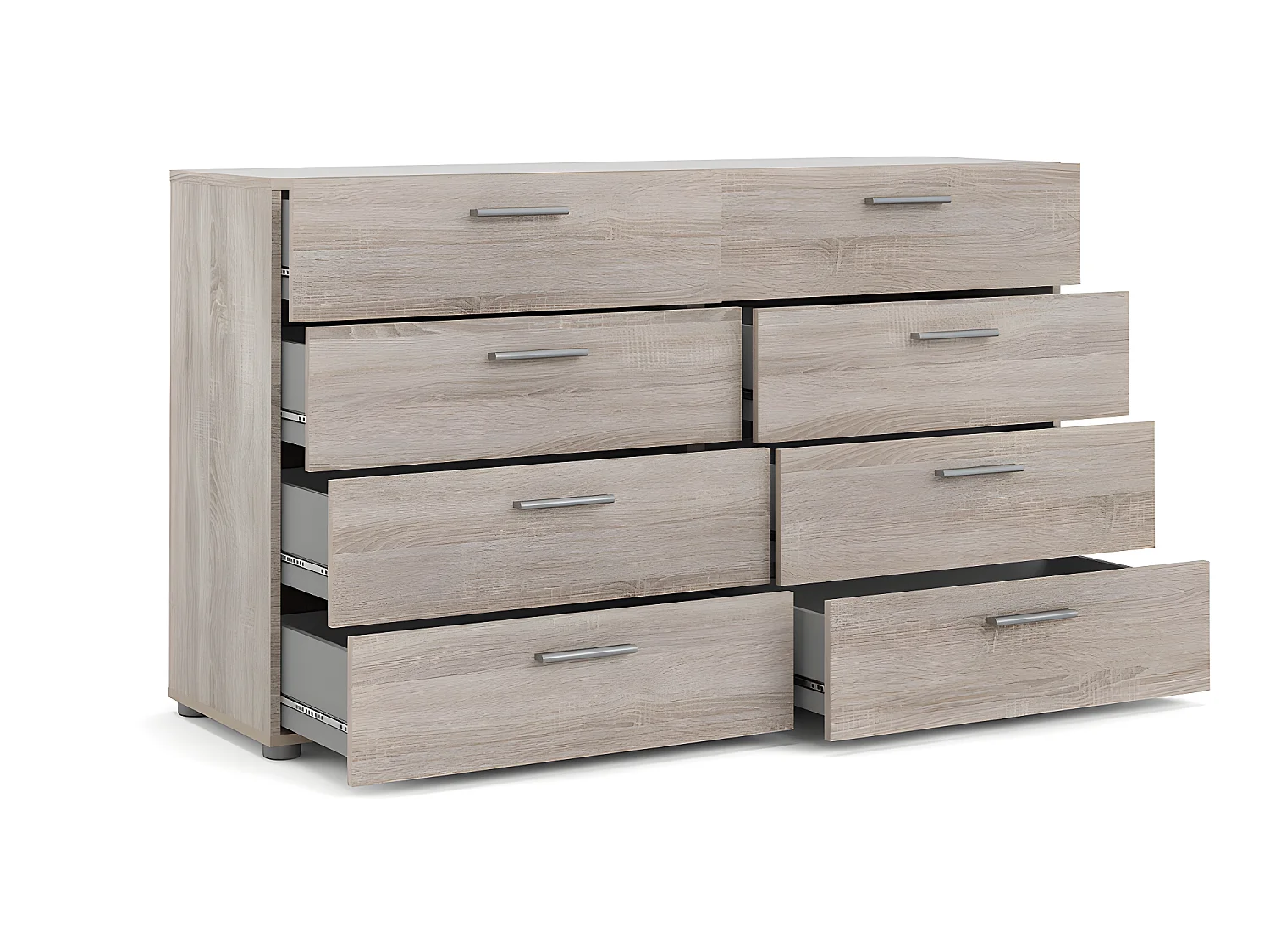 Petra Commode large avec 8 tiroirs, finition couleur truffe.