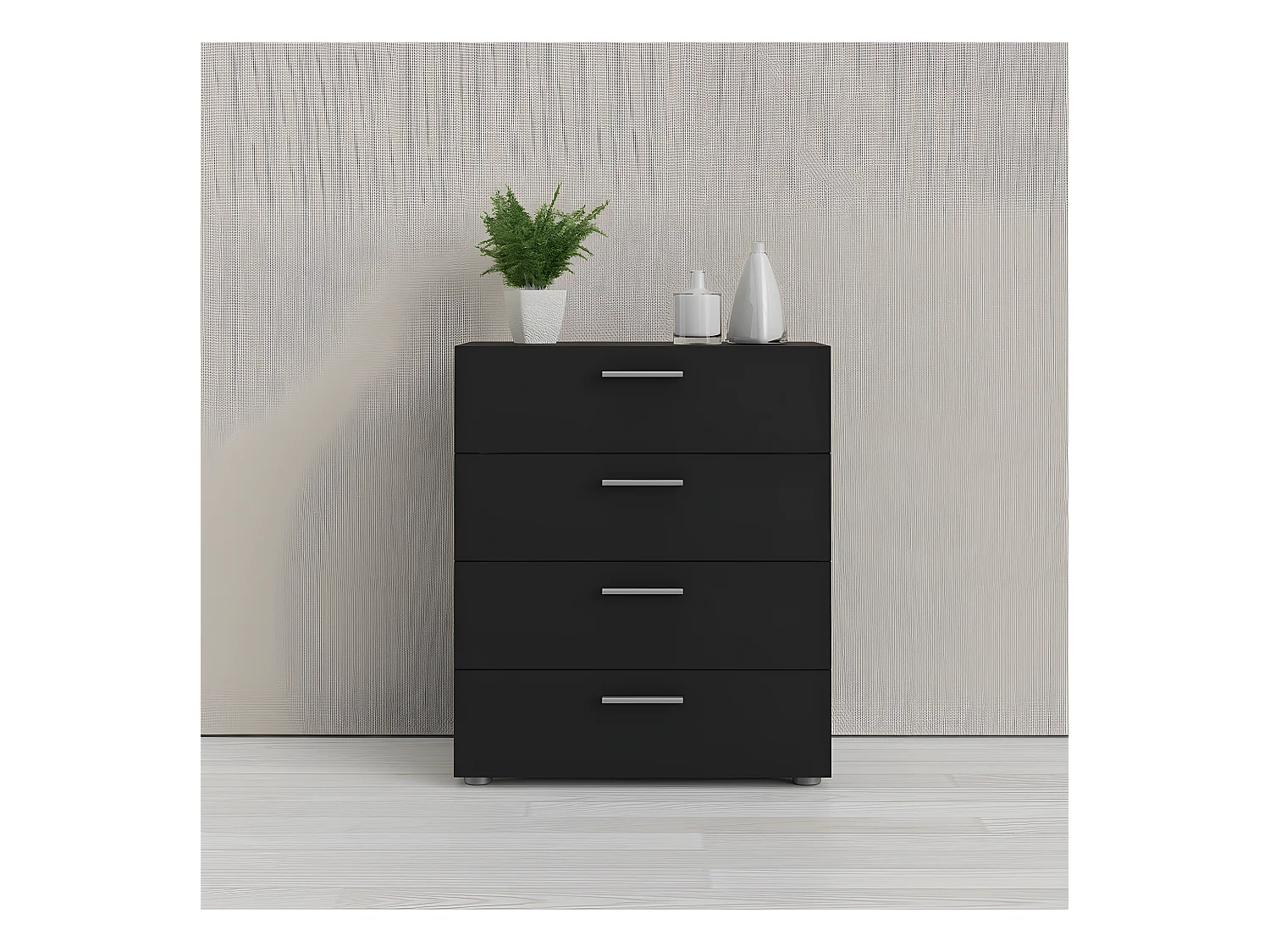 Petra Kommode mit 4 Schubladen, mattschwarz.