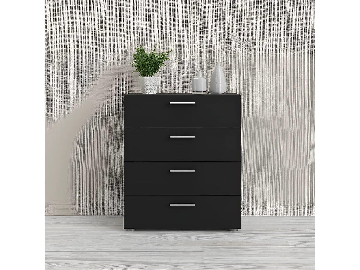Petra kommode met 4 lades, matzwart.