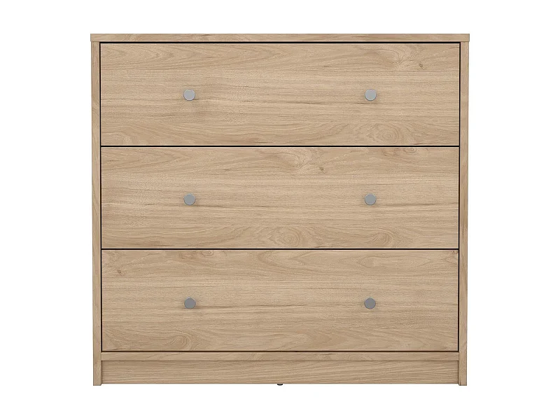 Maria kommode laag met 3 lades, licht notenhout.