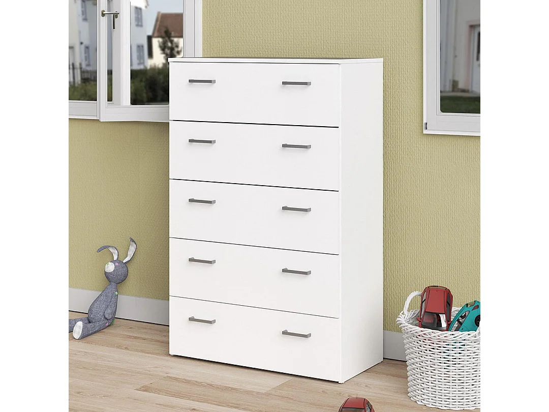 Spell Commode à 5 tiroirs, blanc.