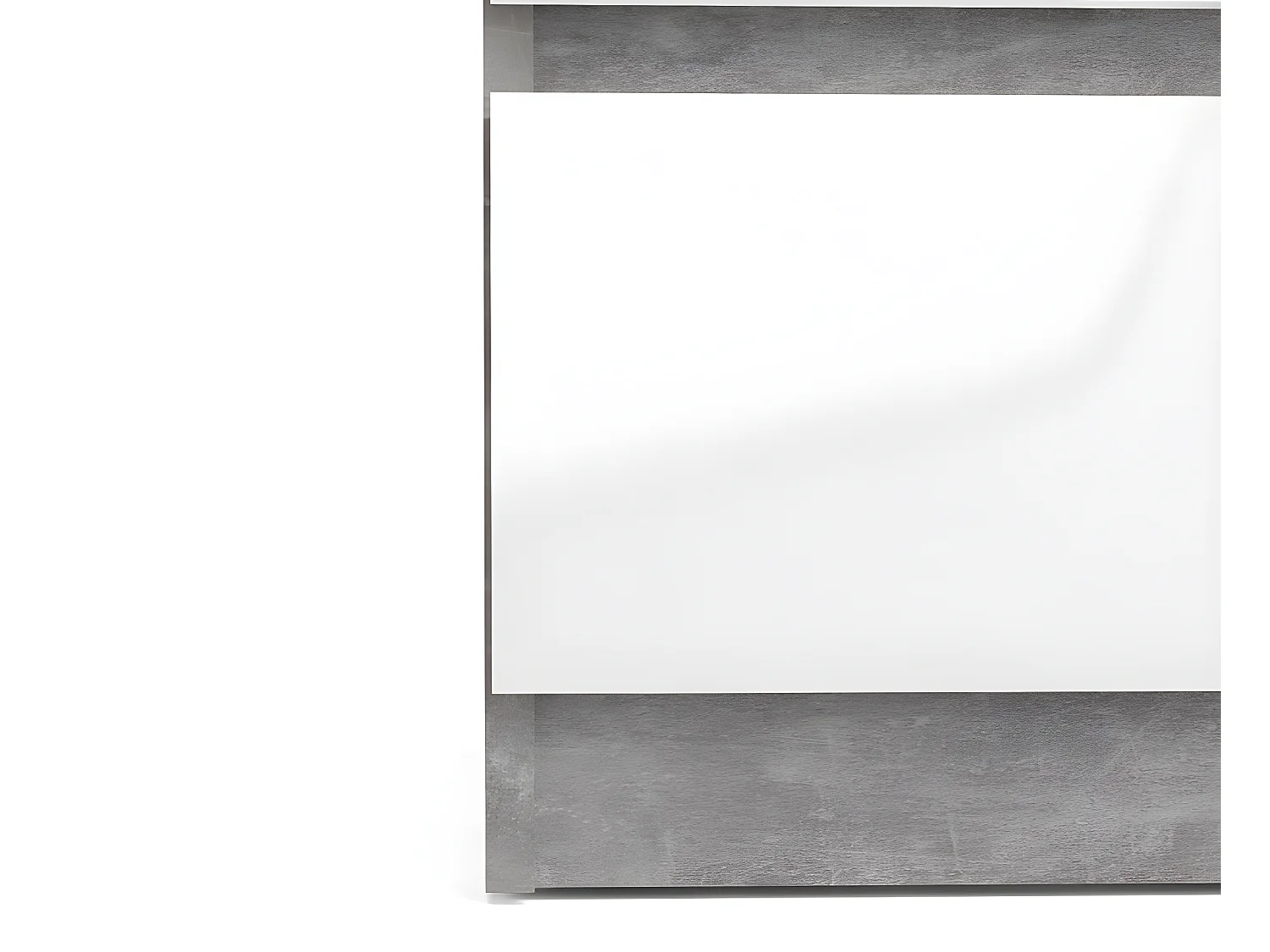 Nada kommode hoog en smal met 5 lades, betondecor/wit hoogglans.