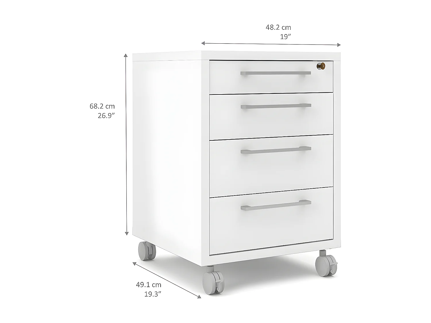 Prisme Kommode B 4 Schubladen. Weiss.