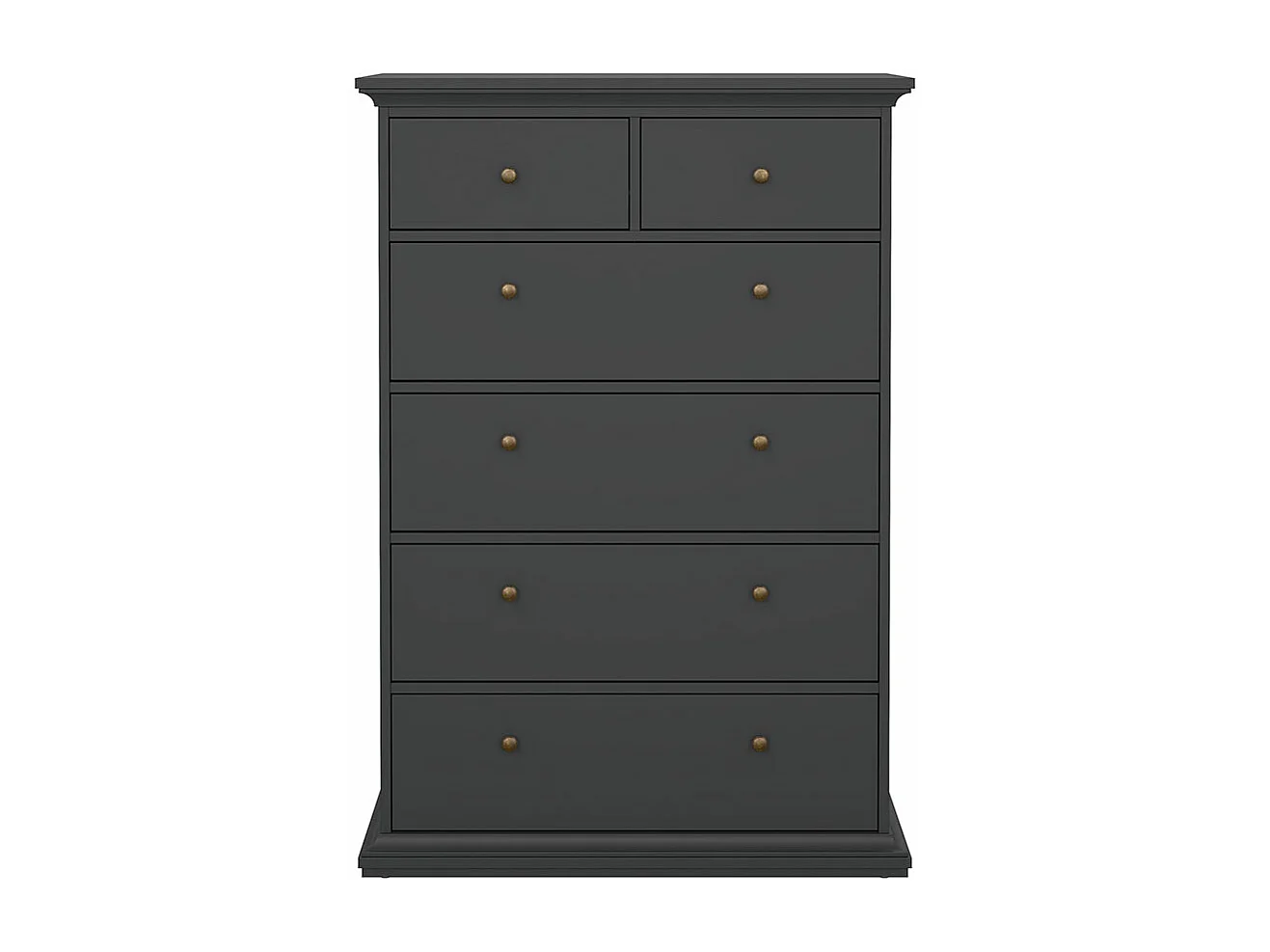 Venise Commode 6 tiroirs, gris mat.