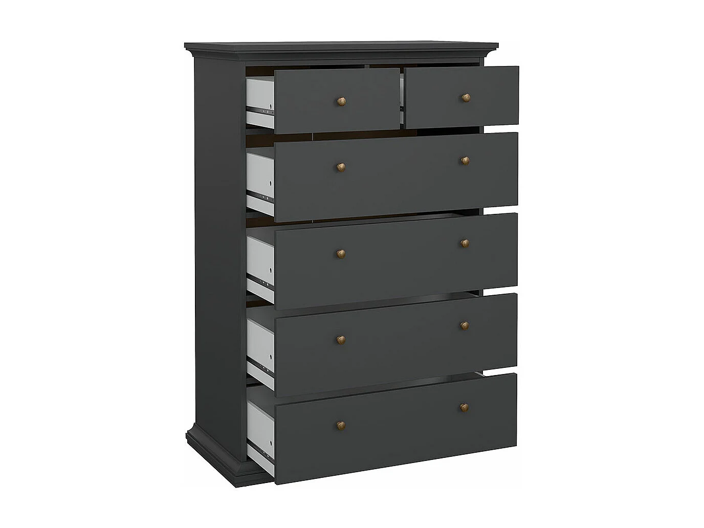 Venise Commode 6 tiroirs, gris mat.