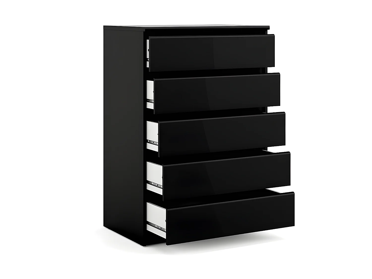 Nada Commode haute avec 5 tiroirs, noir mat.
