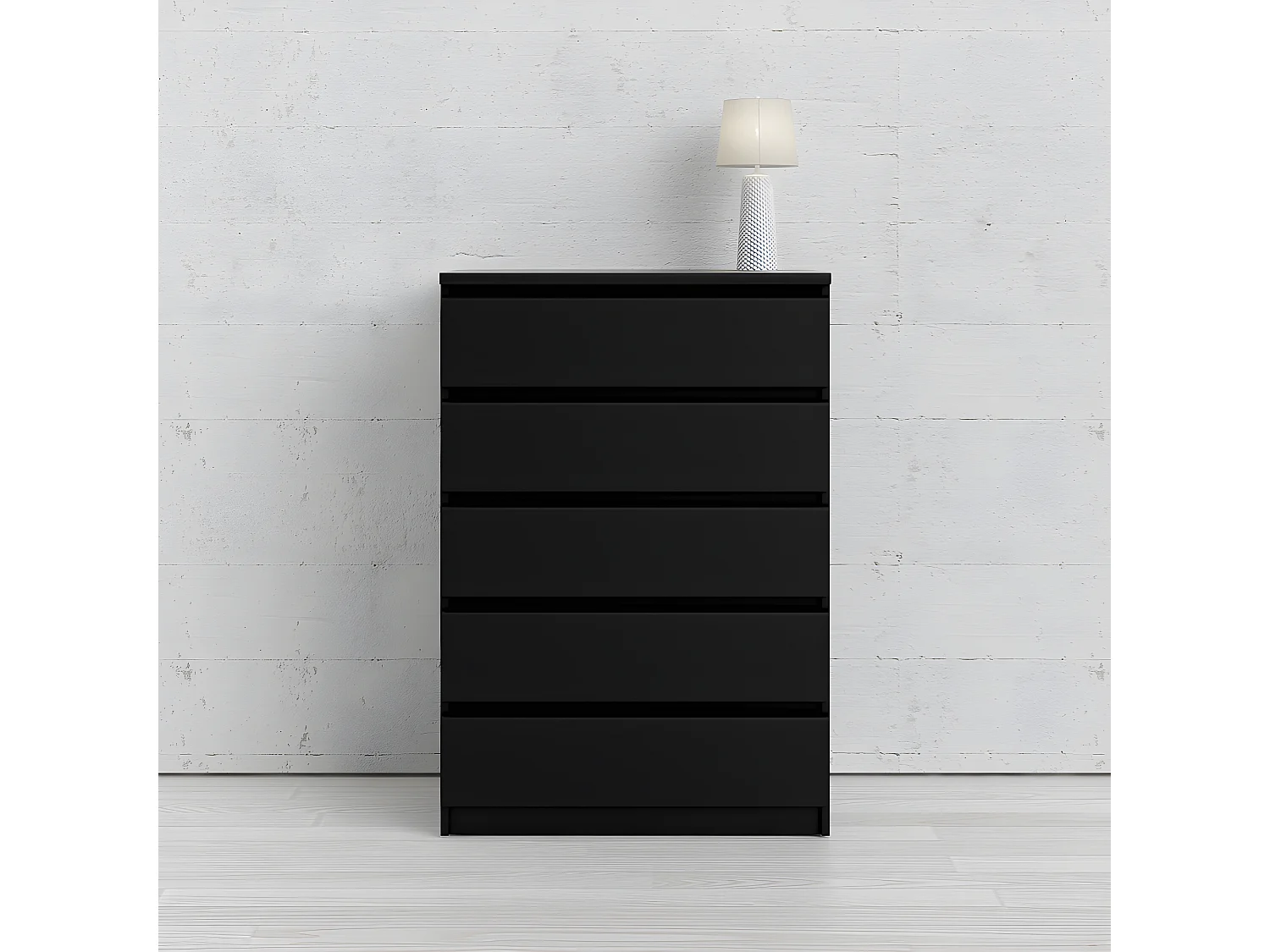 Nada Commode haute avec 5 tiroirs, noir mat.