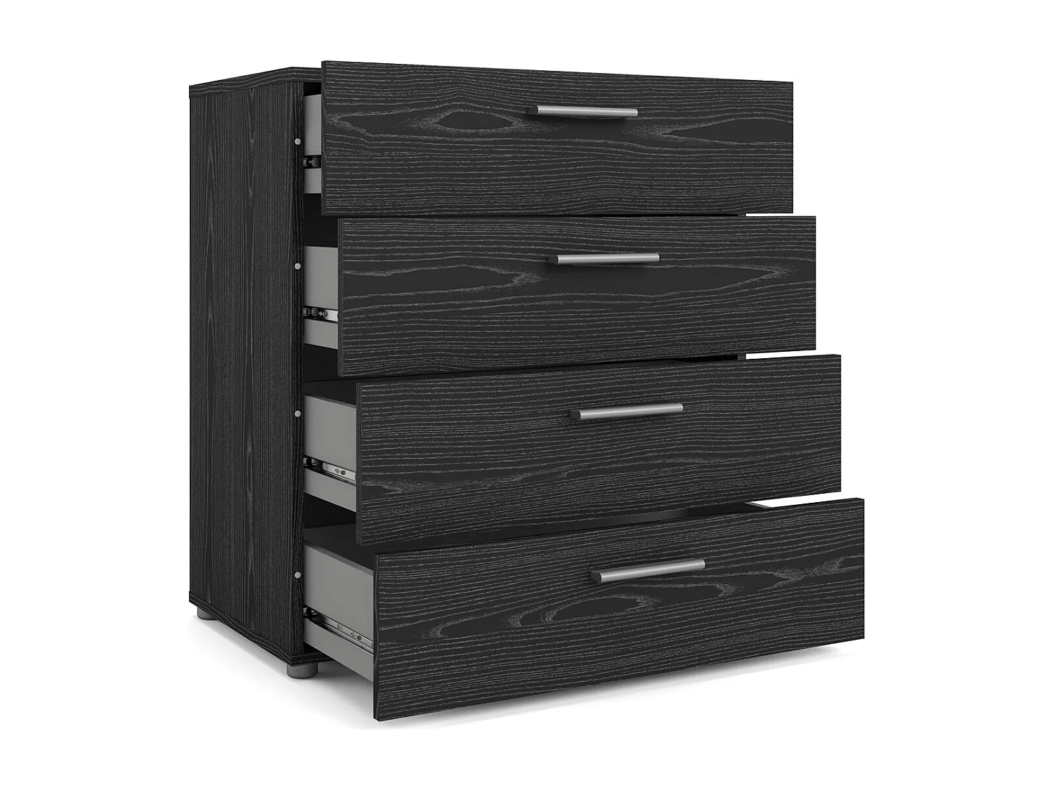 Cassettiera Petra a 4 cassetti, decoro frassino nero.