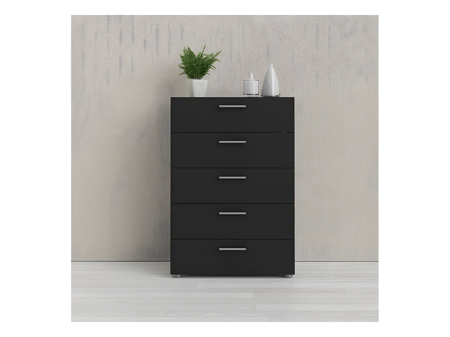 Petra Commode à 5 tiroirs, noir mat.