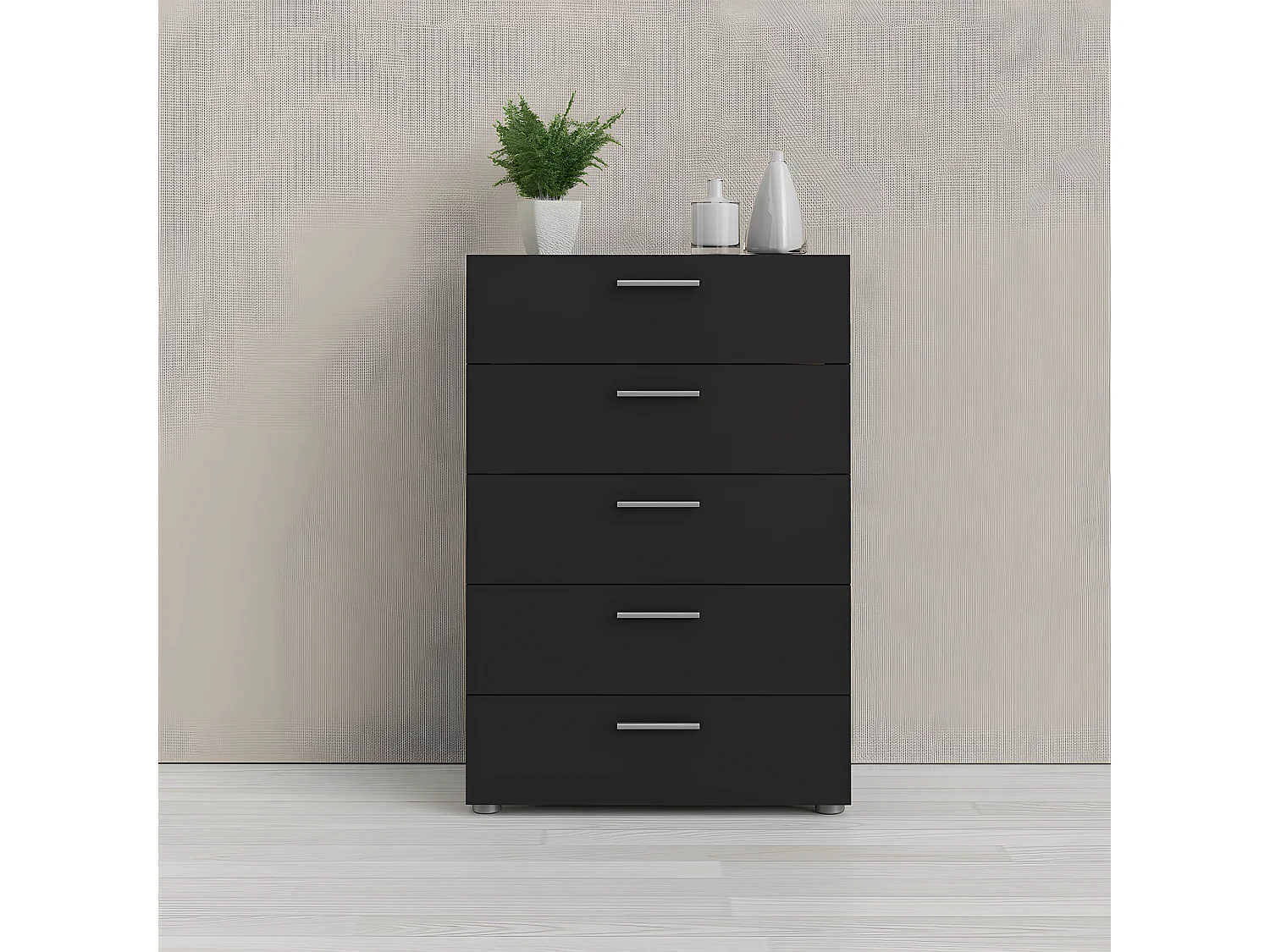 Petra Commode à 5 tiroirs, noir mat.