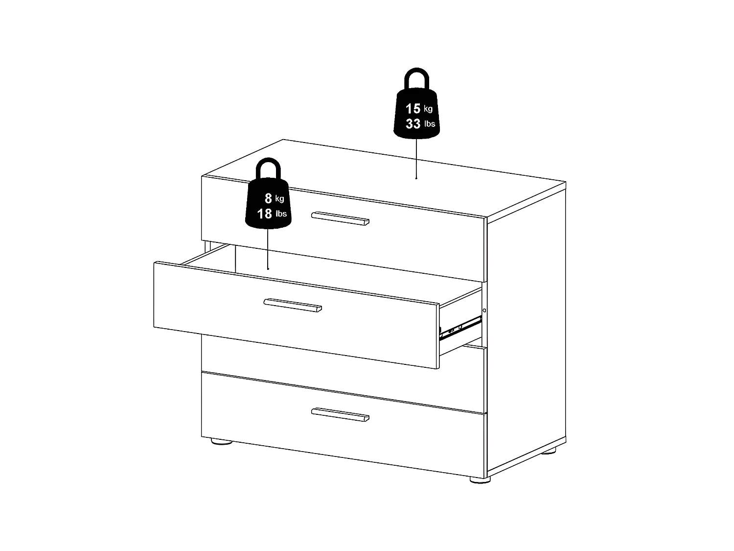 Petra Commode à 4 tiroirs, noir mat.