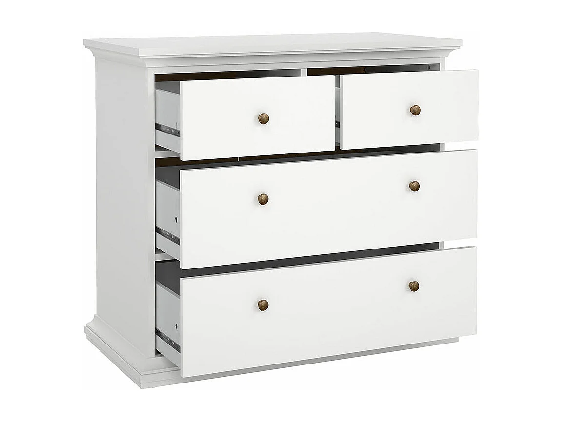 Venedig Commode avec 2 petits et 2 grands tiroirs, largeur 96 cm, hauteur 86 cm, blanc.