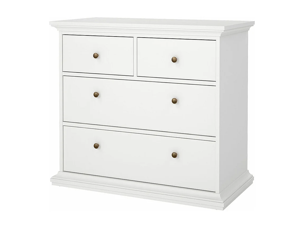 Venedig Commode avec 2 petits et 2 grands tiroirs, largeur 96 cm, hauteur 86 cm, blanc.