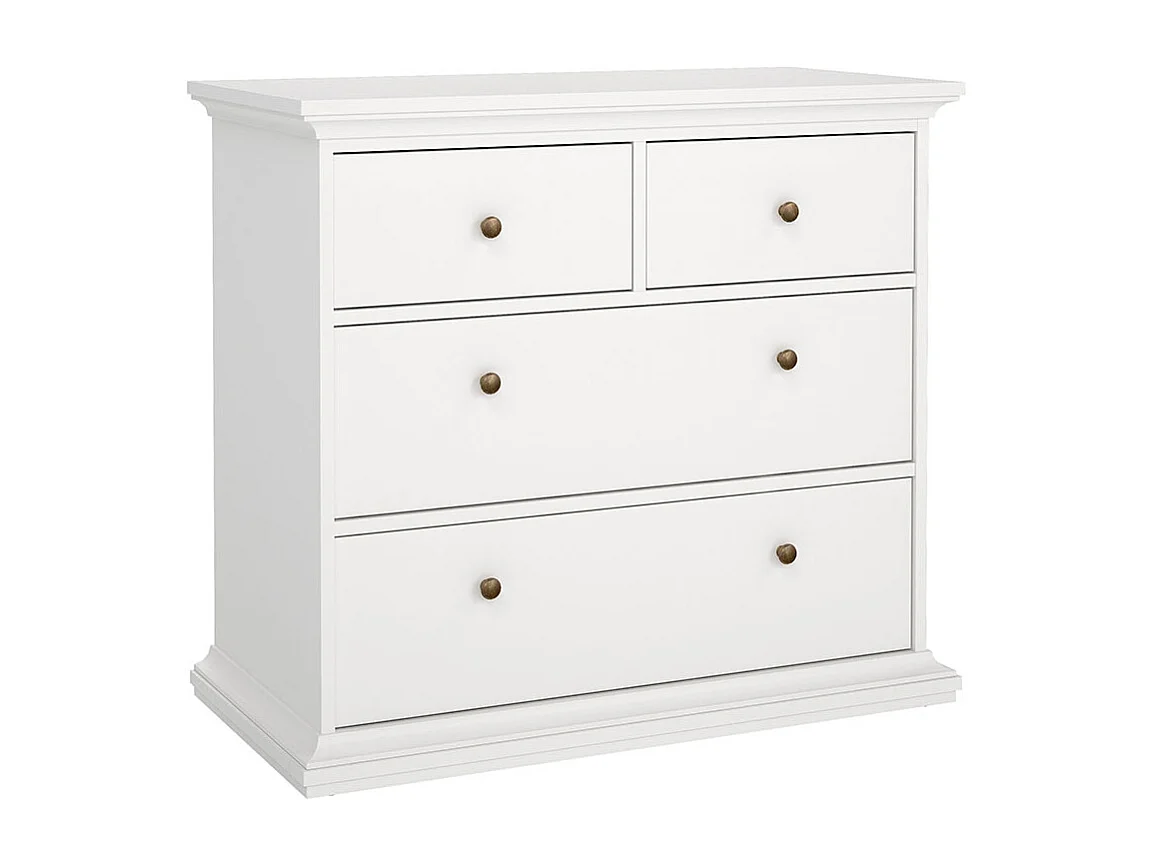Venedig Commode avec 2 petits et 2 grands tiroirs, largeur 96 cm, hauteur 86 cm, blanc.