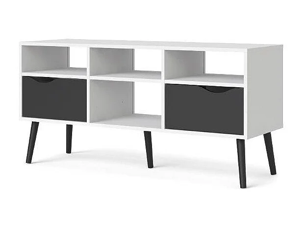 Napoli TV-meubel met 2 lades en 4 open vakken zwart/wit.