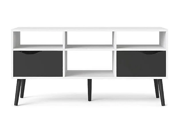 Napoli TV-meubel met 2 lades en 4 open vakken zwart/wit.