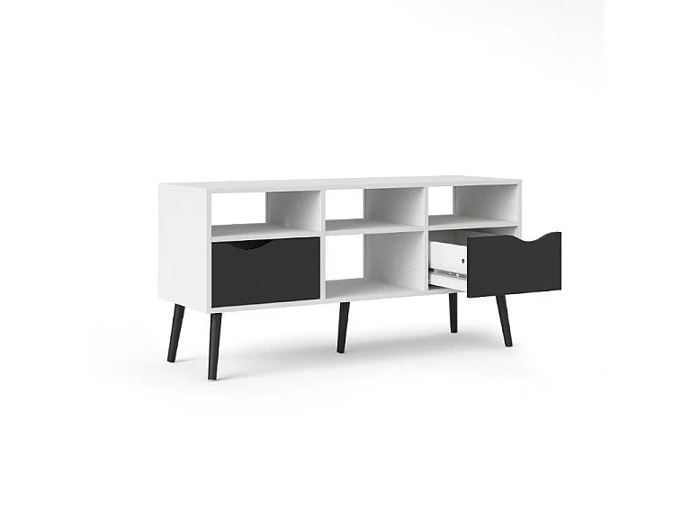Napoli TV-meubel met 2 lades en 4 open vakken zwart/wit.